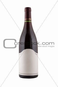 green bottle of wine with blank tag
