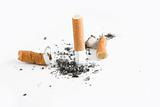 Quit smoking - cigarette butts, smoking concept, over white
