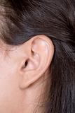 closeup of young caucasian woman ear