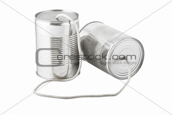 cans telephone connected by string