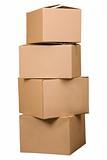 Brown cardboard boxes arranged in stack