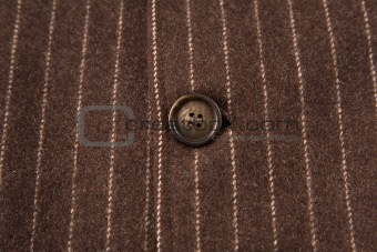 classic striped fabric with close-up of brown button 