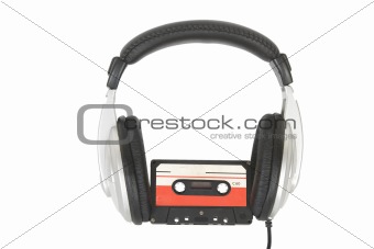 dj headphones and audio cassette