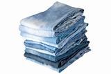 stack of blue denim jeans