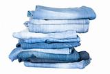 stack of blue denim jeans