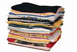 stack of colored t-shirts
