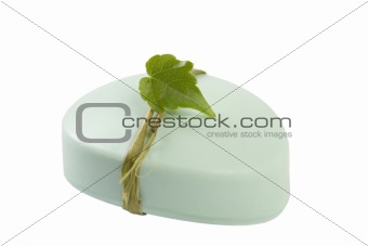 green soap with leaf