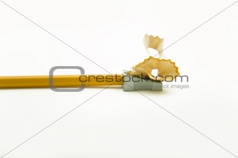 closeup of yellow pencil sharpend