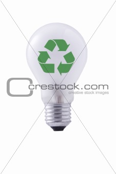 BULB LIGHTS and green recycling sign