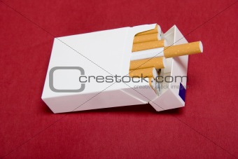 closeup of packet cigarettes