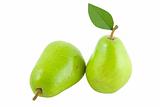 fresh green pear with leaf