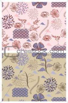 japanese style seamless spring floral patterns