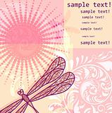 vector background with dragonfly and flowers