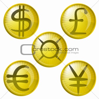 Buttons with money, set