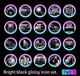 Black glossy icon set 1