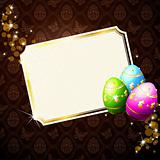 Elegant brown background with gold-decorated Easter eggs