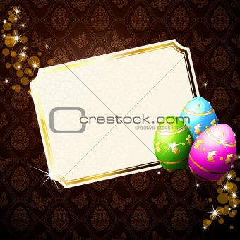 Elegant brown background with gold-decorated Easter eggs