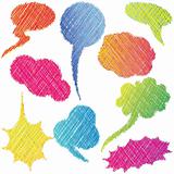 Colorful hand drawn speech and thought bubbles / Dialog clouds