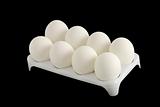 Eight white eggs in carton