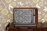 retro wooden tv on wooden vitage 60s furniture