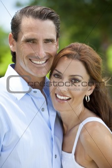 Successful Happy Middle Aged Man and Woman Couple Outside