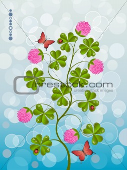 Floral background with a clover