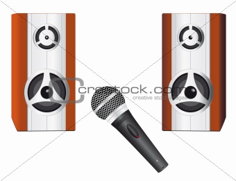 A set of speakers and microphone