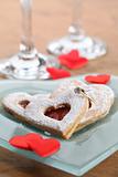 Gold engagement ring with shortbread hearts