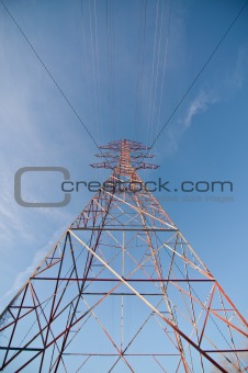 Electrical Transmission Tower (Electricity Pylon) beside a lake 