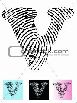 Fingerprint Alphabet Letter V