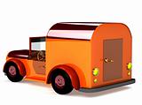 3d orange toy car isolated