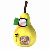 3d light yellow pear house isolated