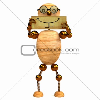 3d wood man smile