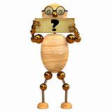 3d wood man with question mark