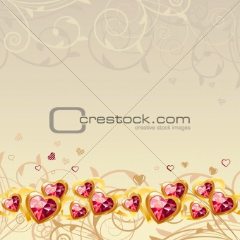 Frame with gold hearts