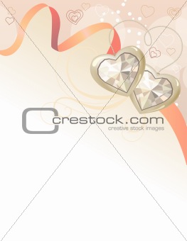 Pastel background with ribbon and gems
