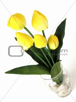 Yellow tulips in a vase