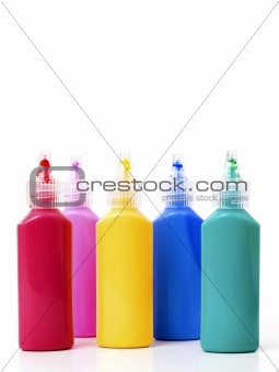 Five colors in bottles
