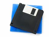 Floppy disk on a blue case