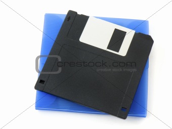 Floppy disk on a blue case