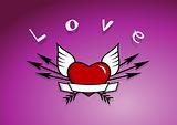 Heart with arrows and wings.