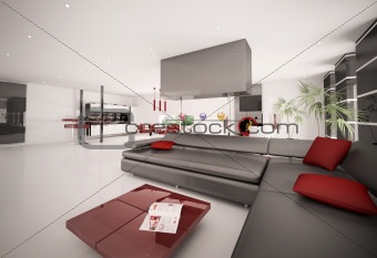 Interior of modern apartment 3d render
