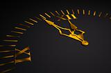 Black clock with golden hands 3d