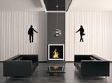 Interior with fireplace 3d render