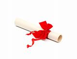 Diploma with red ribbon