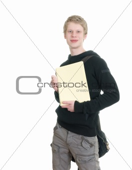 Male student holding some notebooks