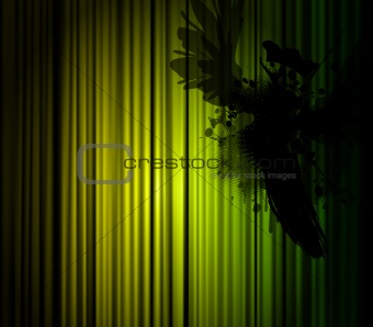 Dark illustration with bird with green light.