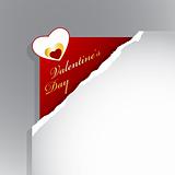 Corner with teared paper for Valentine's day.