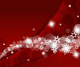 Christmas red background with snow flakes.