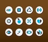 Set of black and blue icons. Vector